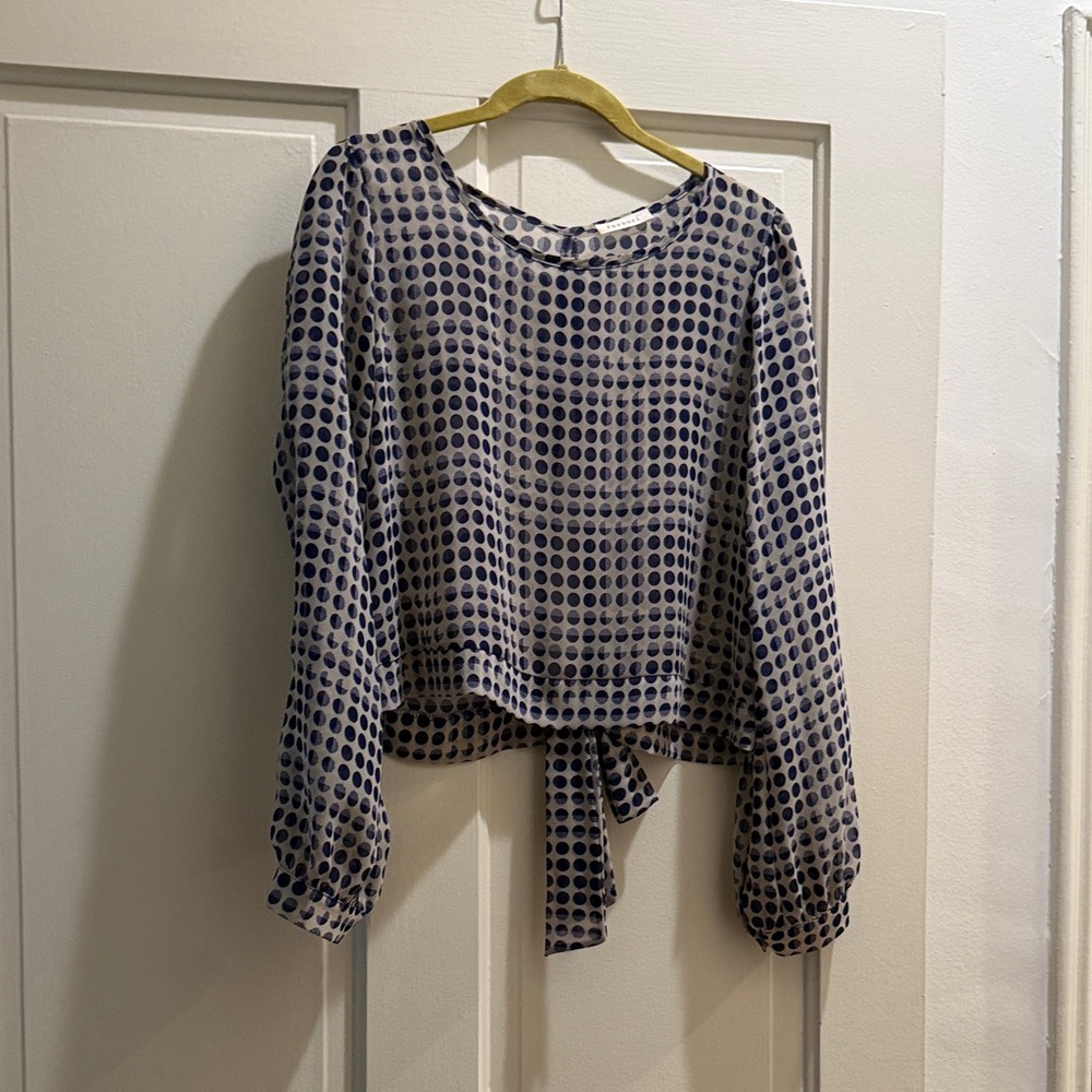 Phanuel Blue and Cream Dot Blouse